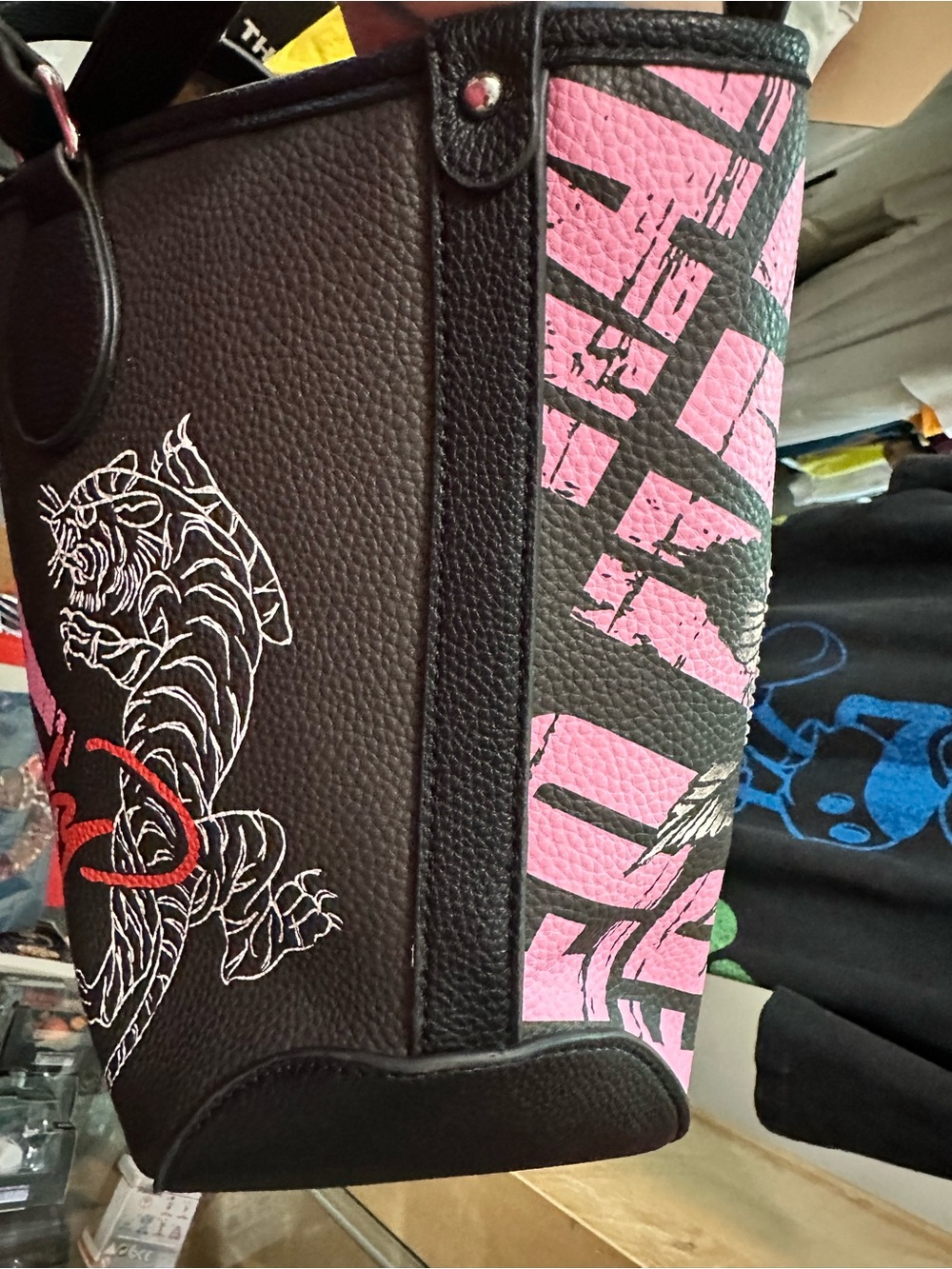 Ed Hardy Pink, Black & White Floral Tattoo Shoulder Bag - Picture 13 of 13